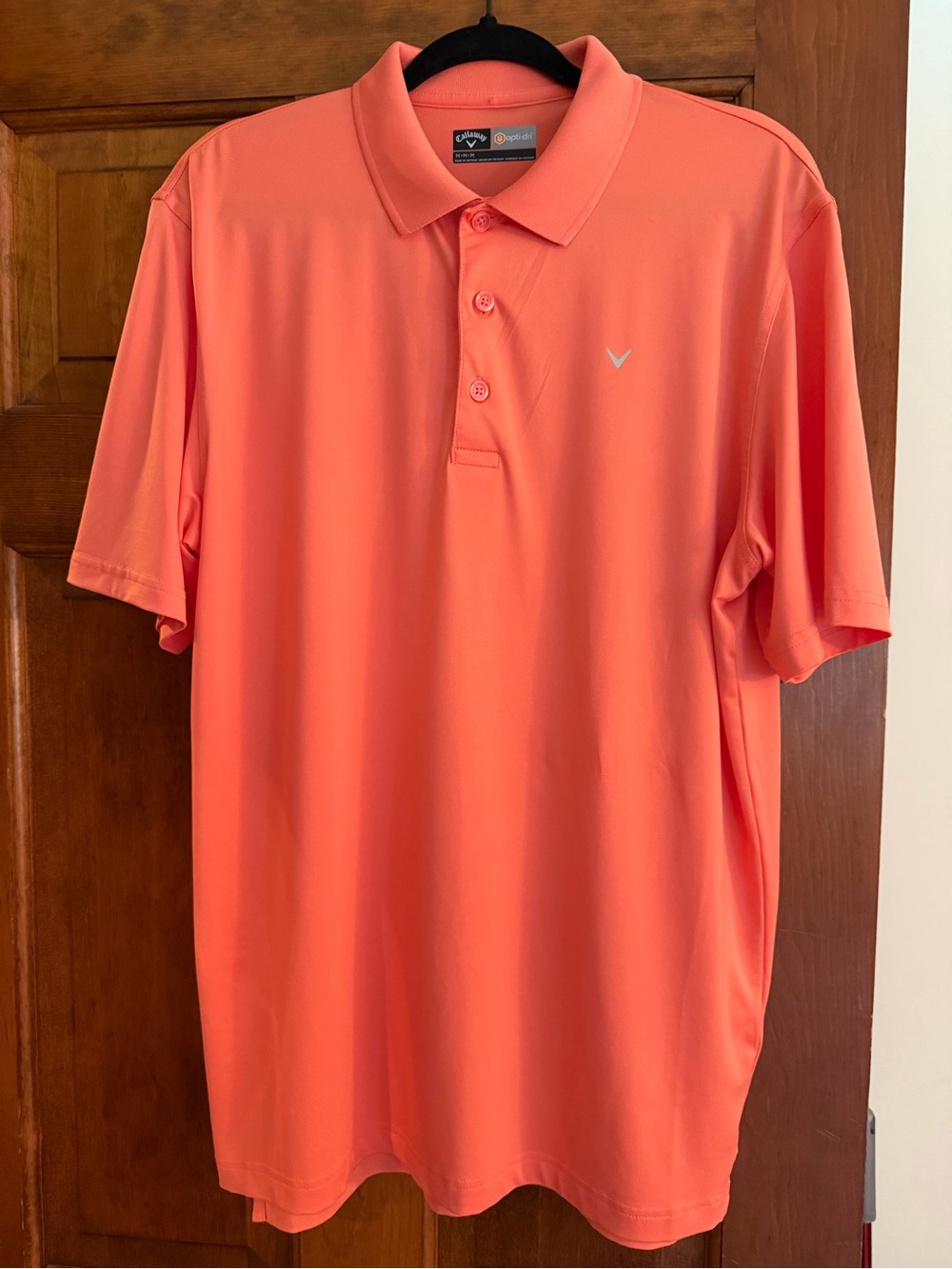 Callaway Opti-Dri Men M Coral Orange Golf Polo Shirt Performance Short Sleeve